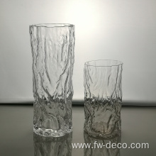 Tree pattern embossed transparent glass vase for flowers